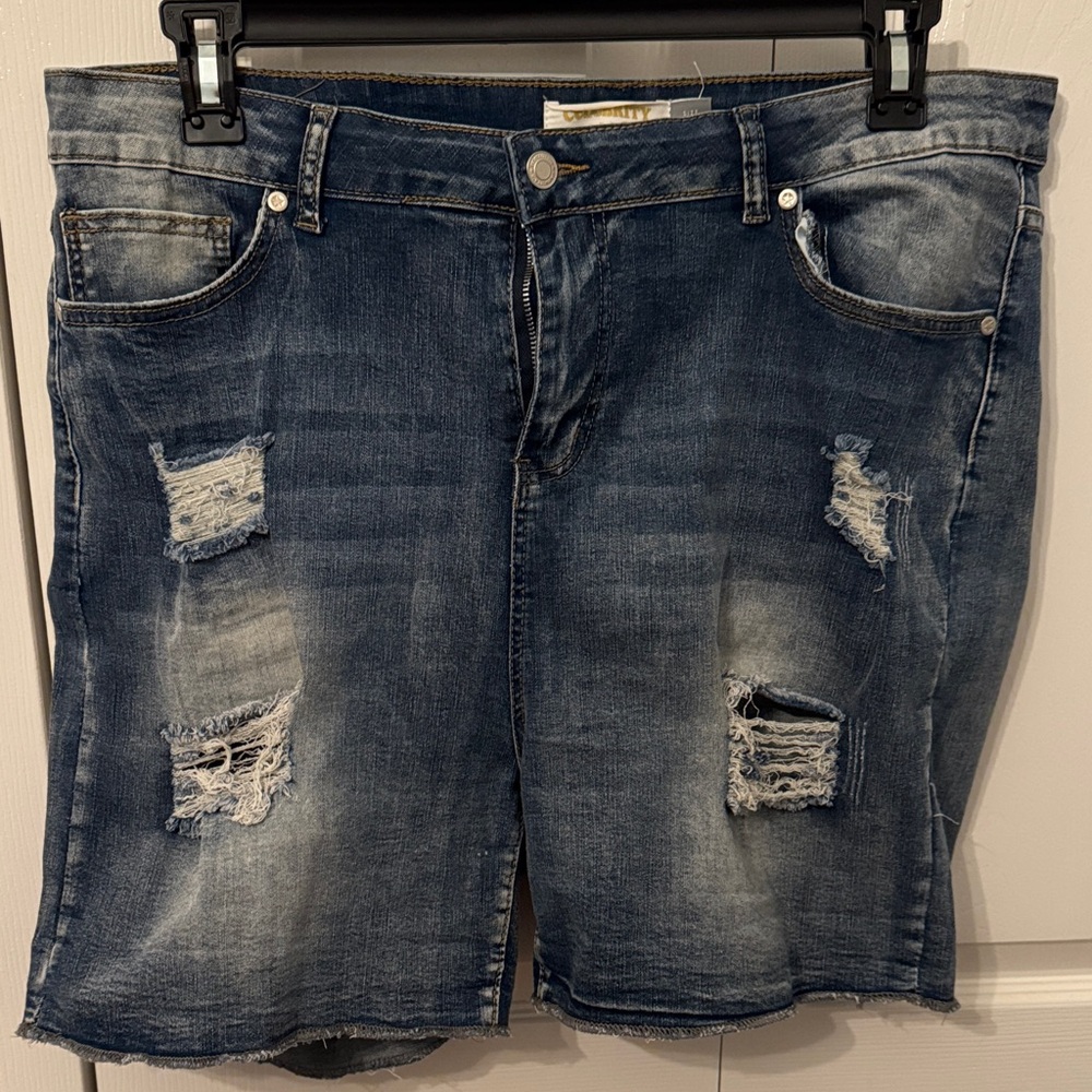 Guess Women’s Faded Blue Ripped Jean Shorts